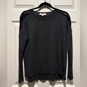 LOFT GREY LACE DETAIL SWEATER